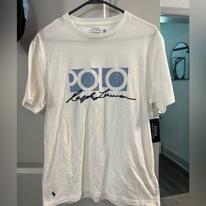 Ralph Lauren White and Blue Graphic Tee